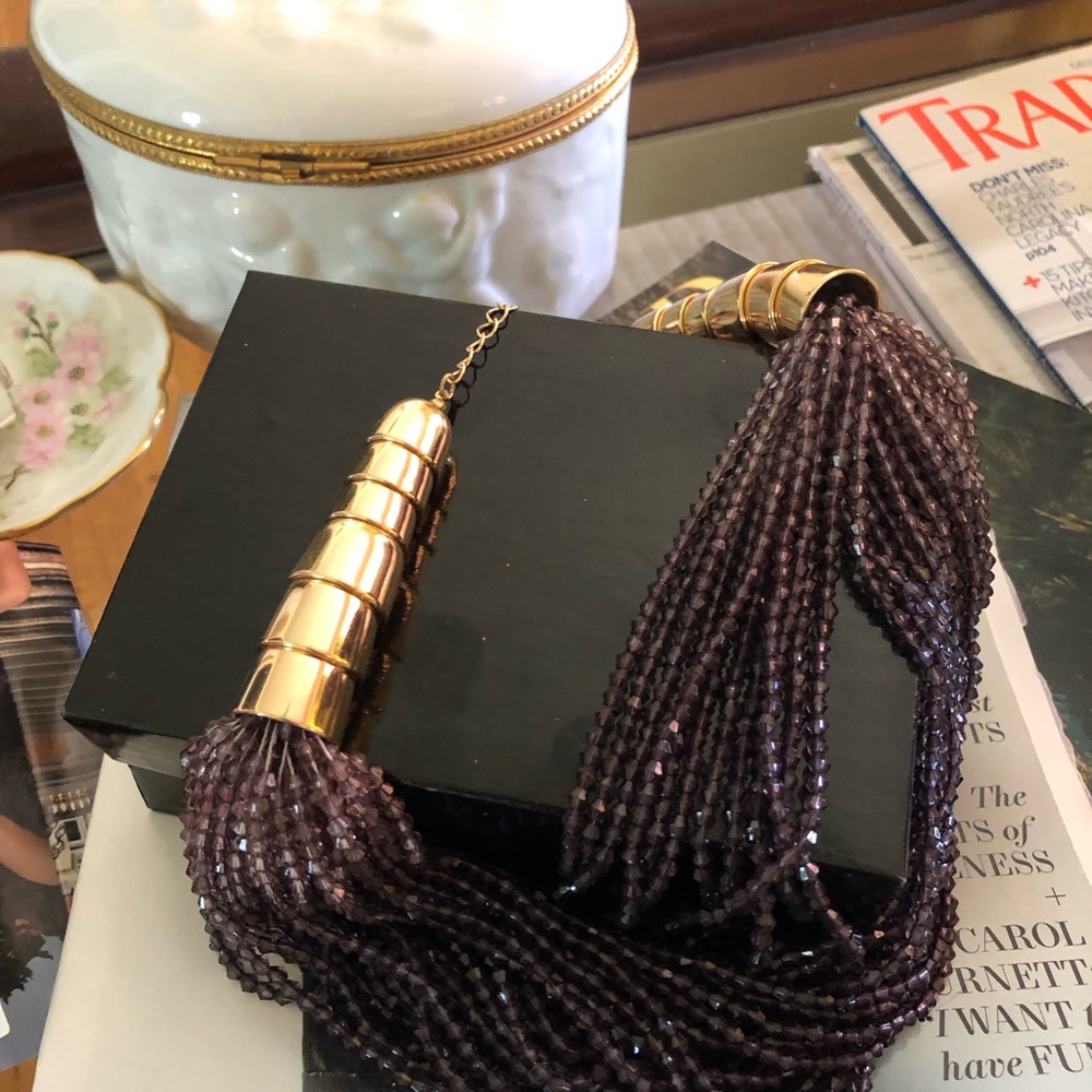 Beautifully Elegant Natasha beaded Couture necklace. Black beads with gold. - Picture 5 of 6
